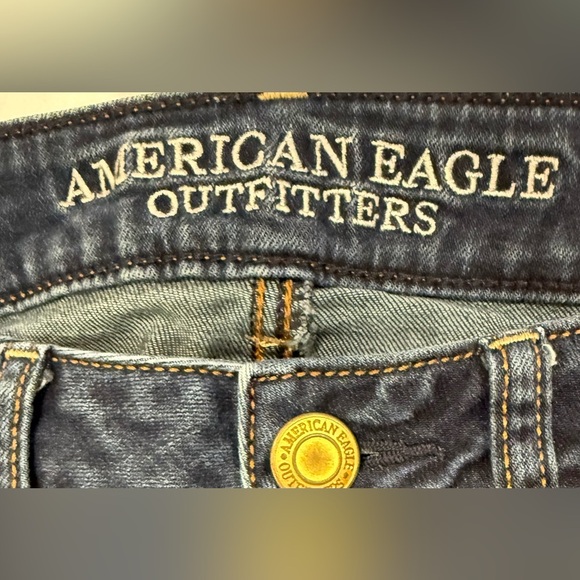 American Eagle Outfitters Jegging Skinny Jeans Stretch Y2K Dark Blue Size 2 Long - Picture 3 of 7